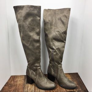 Sugar Nanette Over The Knee Boot 7.5 Taupe Suede